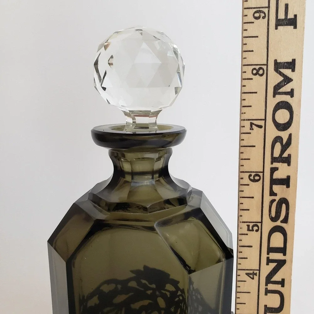 VTG BW Van Eldik Green Glass & Sterling Silver‎ Decanter. Netherlands. 126g 925